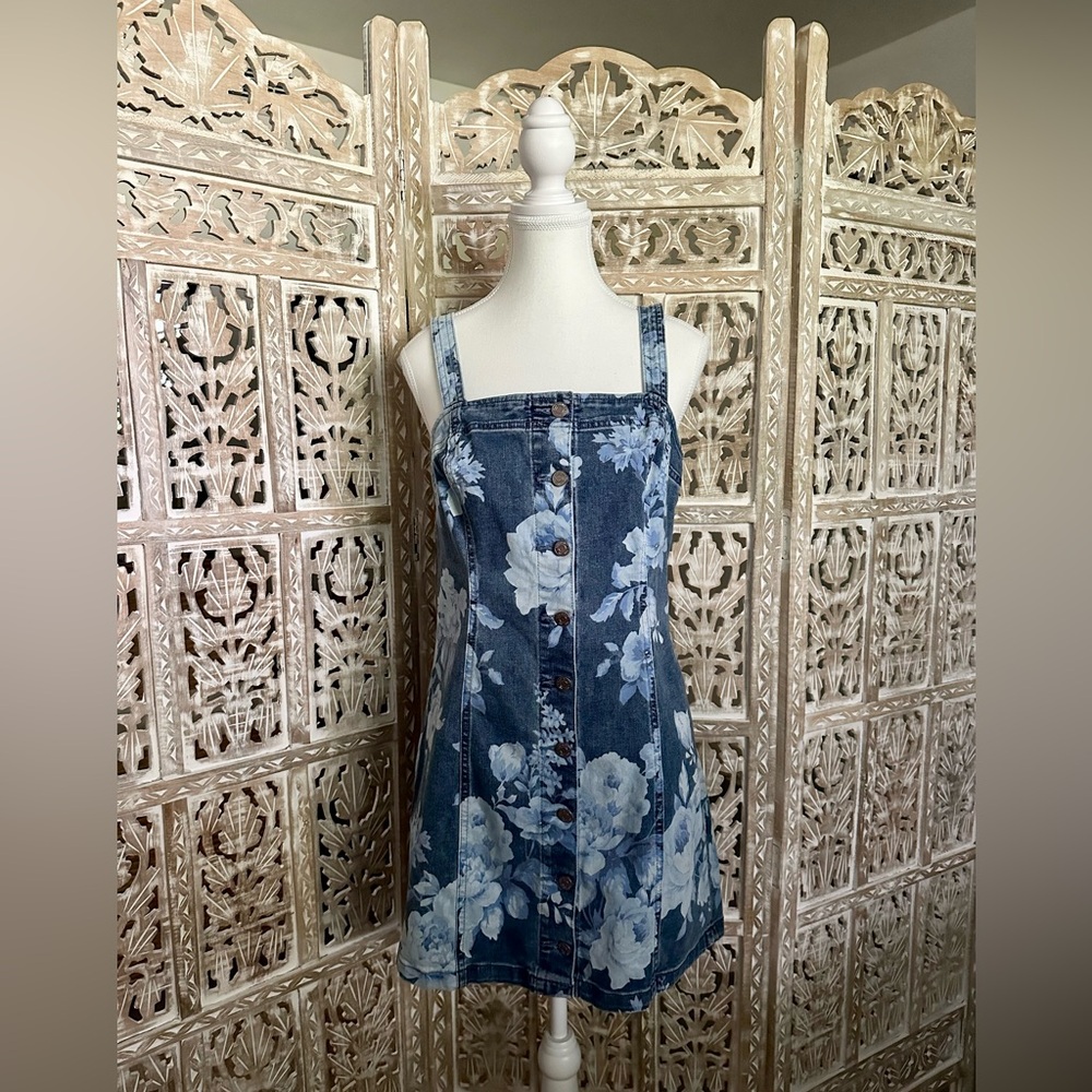 Floral Denim Button-Down Dress